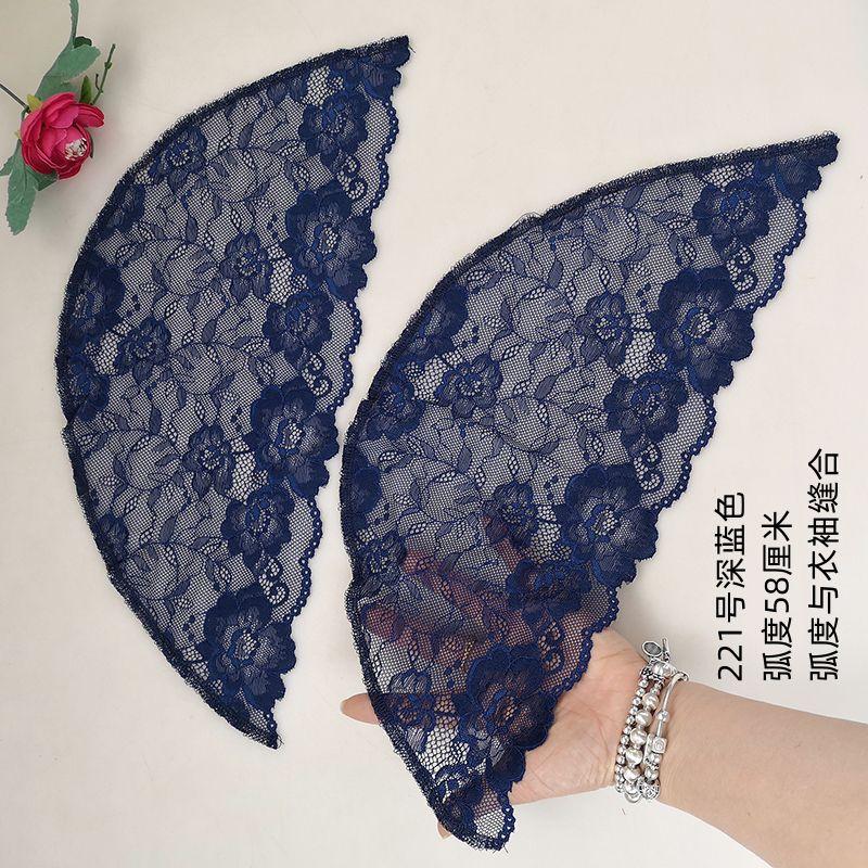 

2025 New Arrival Summer Lace Vest Fake Cuff Beautiful Semi-Finished Products Oversleeve Hand Sewing Sleeve Decorative Sleeves Dark blue 221 a pair of radians 58cm L