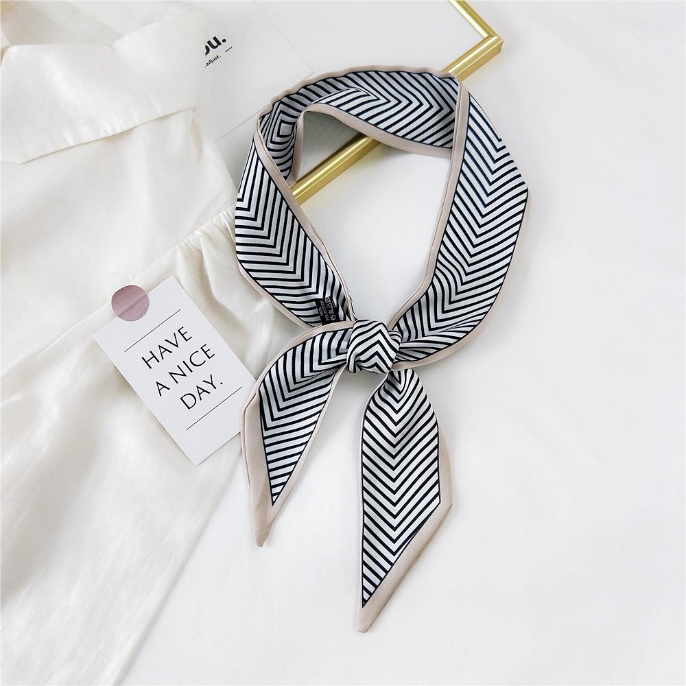 Decorative Simple Texture Silk Scarf Women'S New Style Spring And Autumn Summer Fashion Versatile Headscarf Work Scarf