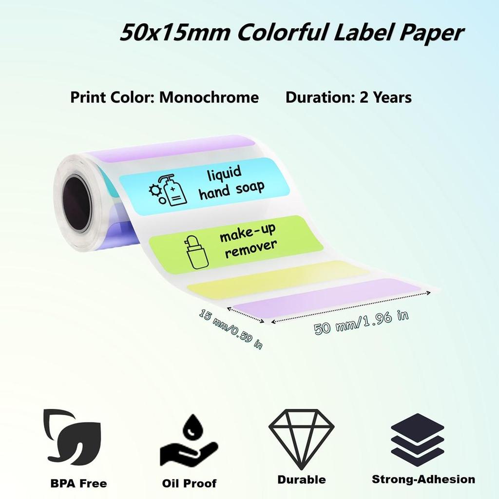 57MM Rolls Thermal Paper Color 15mm Label Sticker Self-adhesive Printing Label Papers Sticker For Pocket Thermal Mini Printer For Paperang For T02/M02
