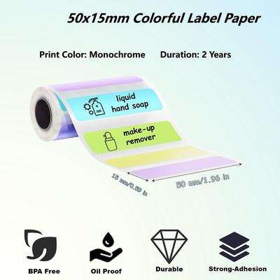 57MM Rulo Termal Kağıt Renkli 15mm Etiket Etiket Kendinden Yapışkanlı Baskı Etiket Kağıtları Etiket Cep Termal Mini Yazıcı İçin Paperang İçin T02/M02 İçin