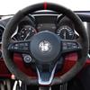 Hand Stitched Non-slip Car Steering Wheel Cover for Alfa Romeo Giulia Stelvio - Suede&Leather Interior