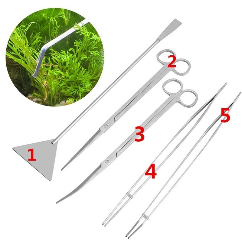 Buy Aquarium Live Plant Fish Tank Tools Set Scissors Tweezers Gravel