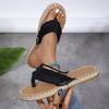 Flip Over Flat Bottomed Clip On Foot Plus Size Hemp Rope Flip Flops for Women, Comfortable Flat Bottomed Canvas Slippers for Women