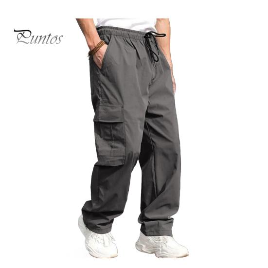 

Мужские брюки-карго весна-осень с несколькими карманами, эластичный пояс, прямые спортивные брюки, эластичные брюки, однотонные, свободные, уличный стиль, для бега 2XL темно-серого
