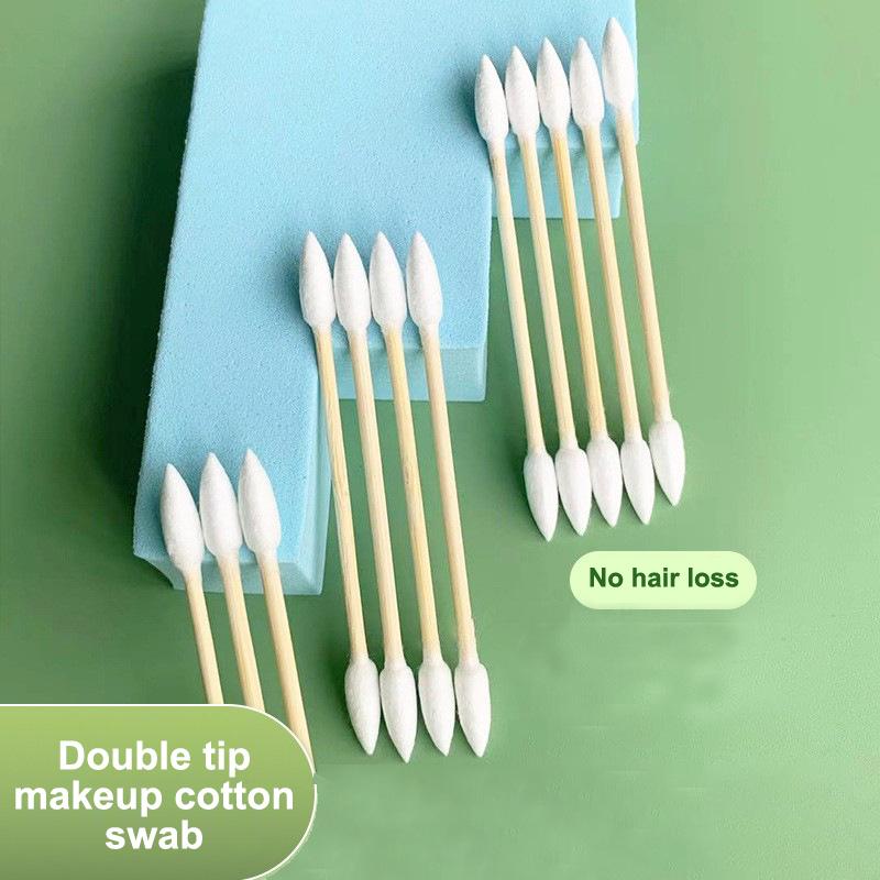 100/300/500 Stück Präzisionsspitze Haustier-Wattestäbchen Spitzkopf-Wattestäbchen Bambusstäbchen und doppelseitig für Outdoor-Make-up