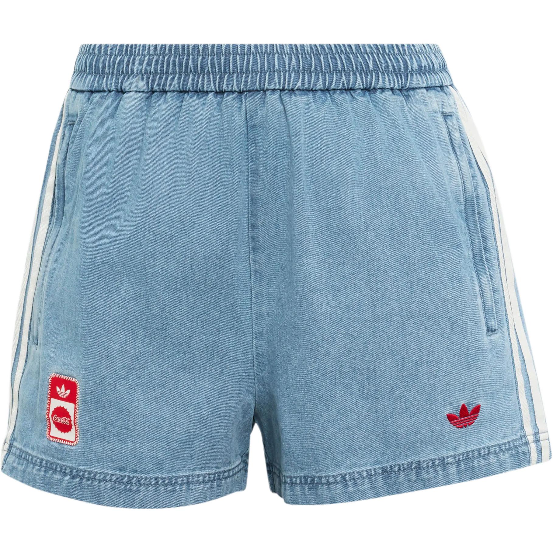 Adidas Originals X Coca-Cola Vintage Loose Fit Striped Denim Shorts Women shorts KY7564 2XS