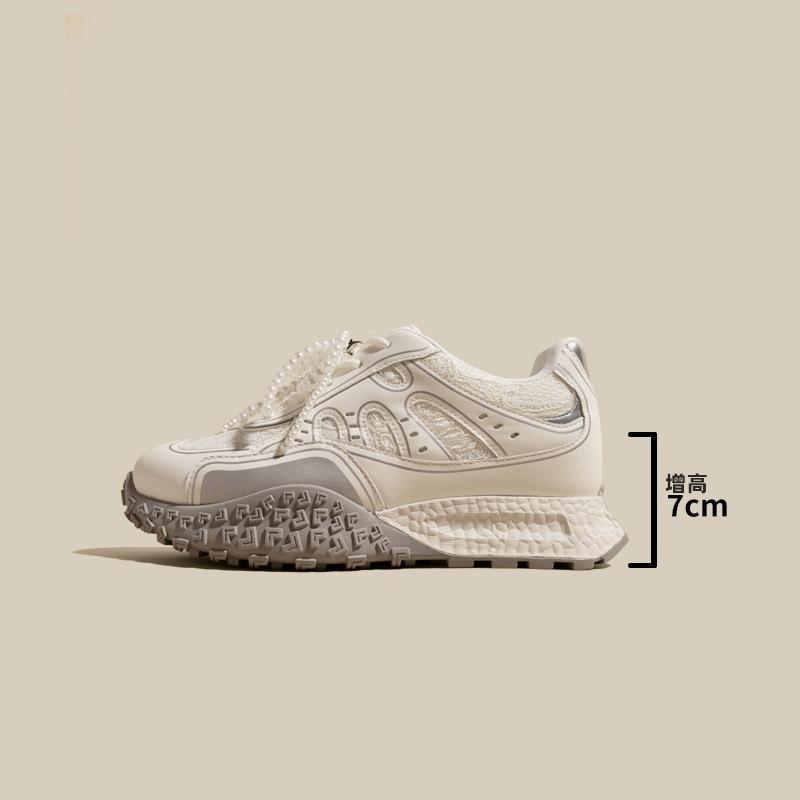 

7 inner height increase women s new platform silver casual shoes ballet waffle white shoes 40