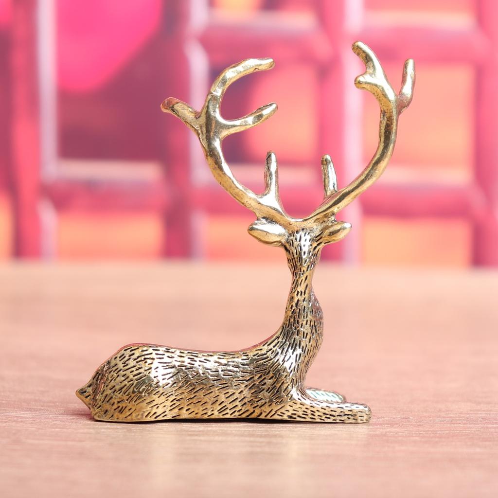 Brass Deer Figure Home Decor Ornament Creative Home Office Desktop Deer Ornament Crafts Tea Pet Decoration
