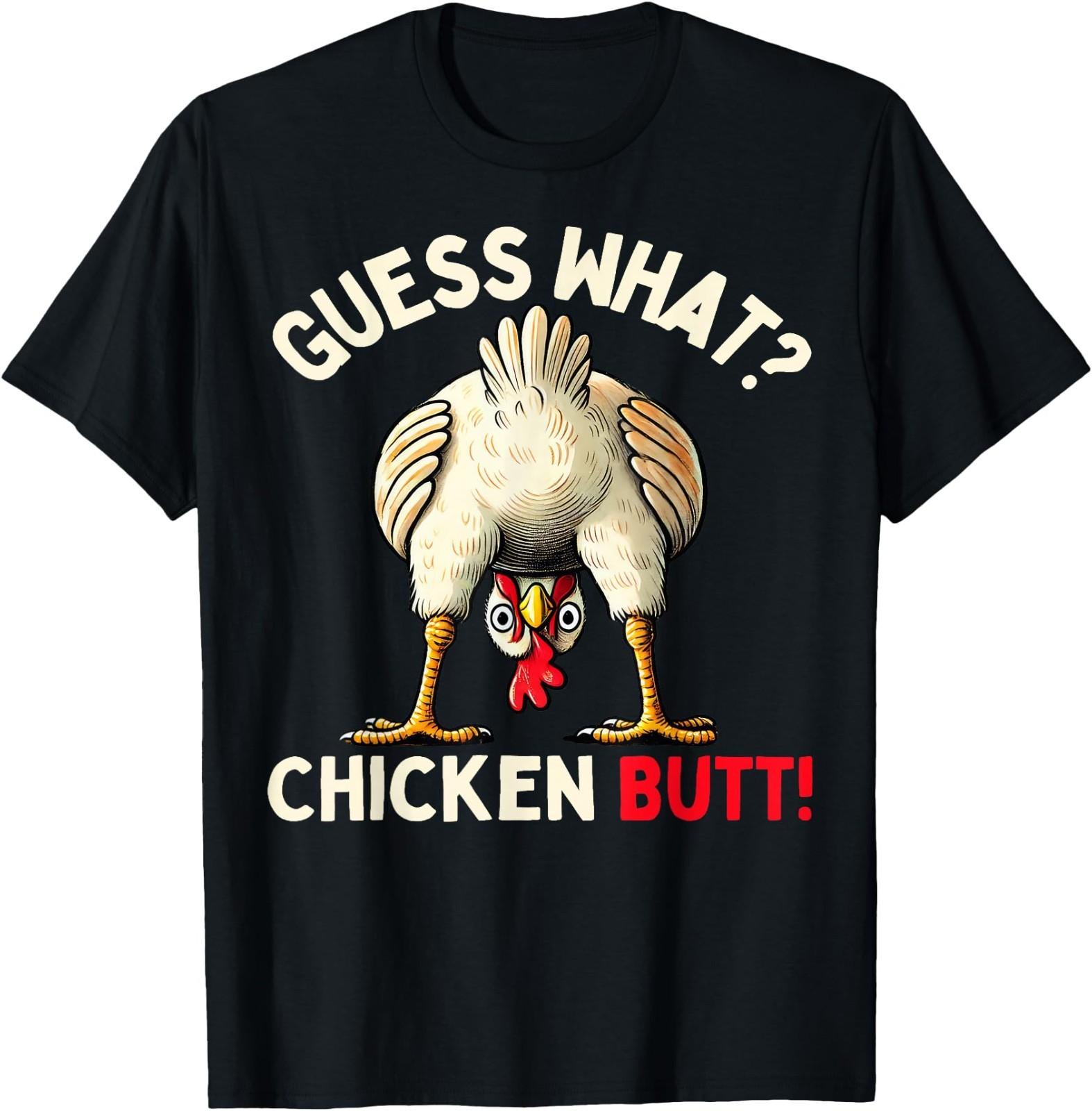 Funny Chicken Graphic Tee Men Chicken Butt T-Shirt M