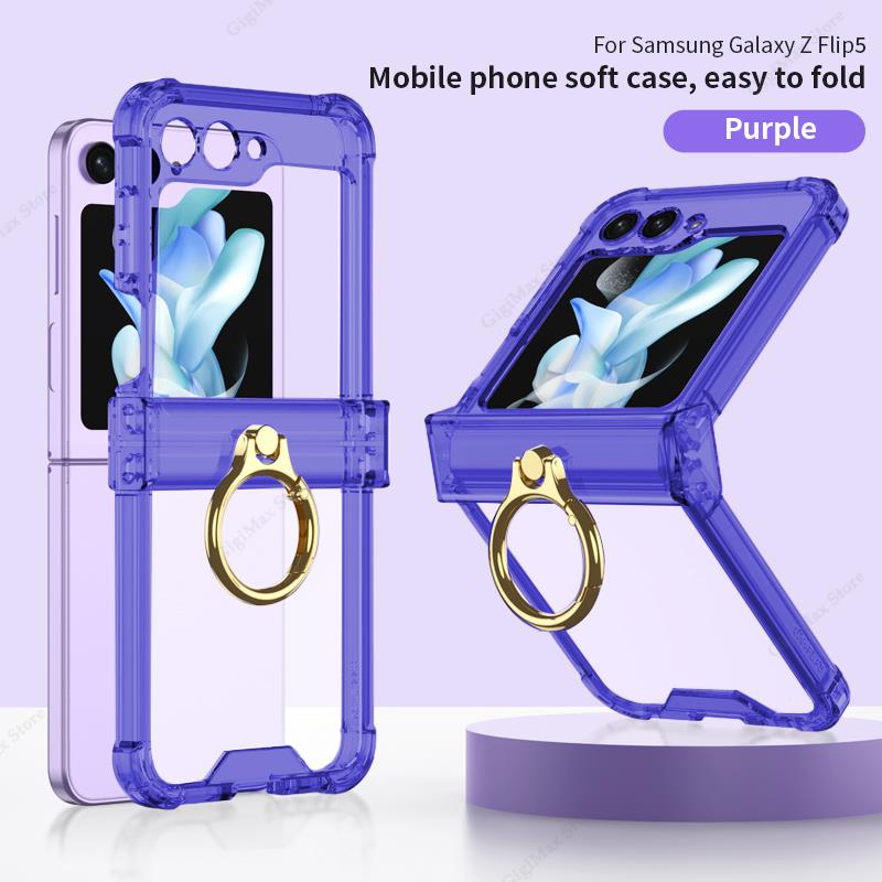 Étui de chargement sans fil pour Samsung Galaxy Z Flip 5 Flip5 Coque souple transparente pour Samsung ZFlip5 Z Flip5 Étui Coque Protective For Galaxy Z Flip 5
