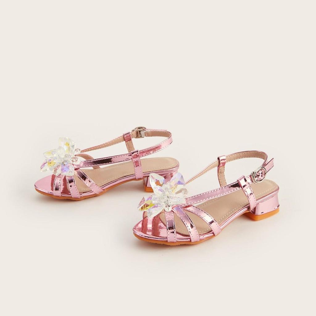 2025 Winter Rhinestone Crystal Flower Girls' Sandals: Stylish Flats & High Heels