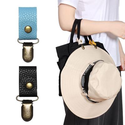 Pocket Hat Clip Cap Retainer Clips for Travel Handbag Hat Clips PU Leather Hat Holder for Outdoor