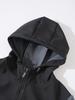 European Color Block Casual Letter Fleece Hooded Sweatshirt Jacket