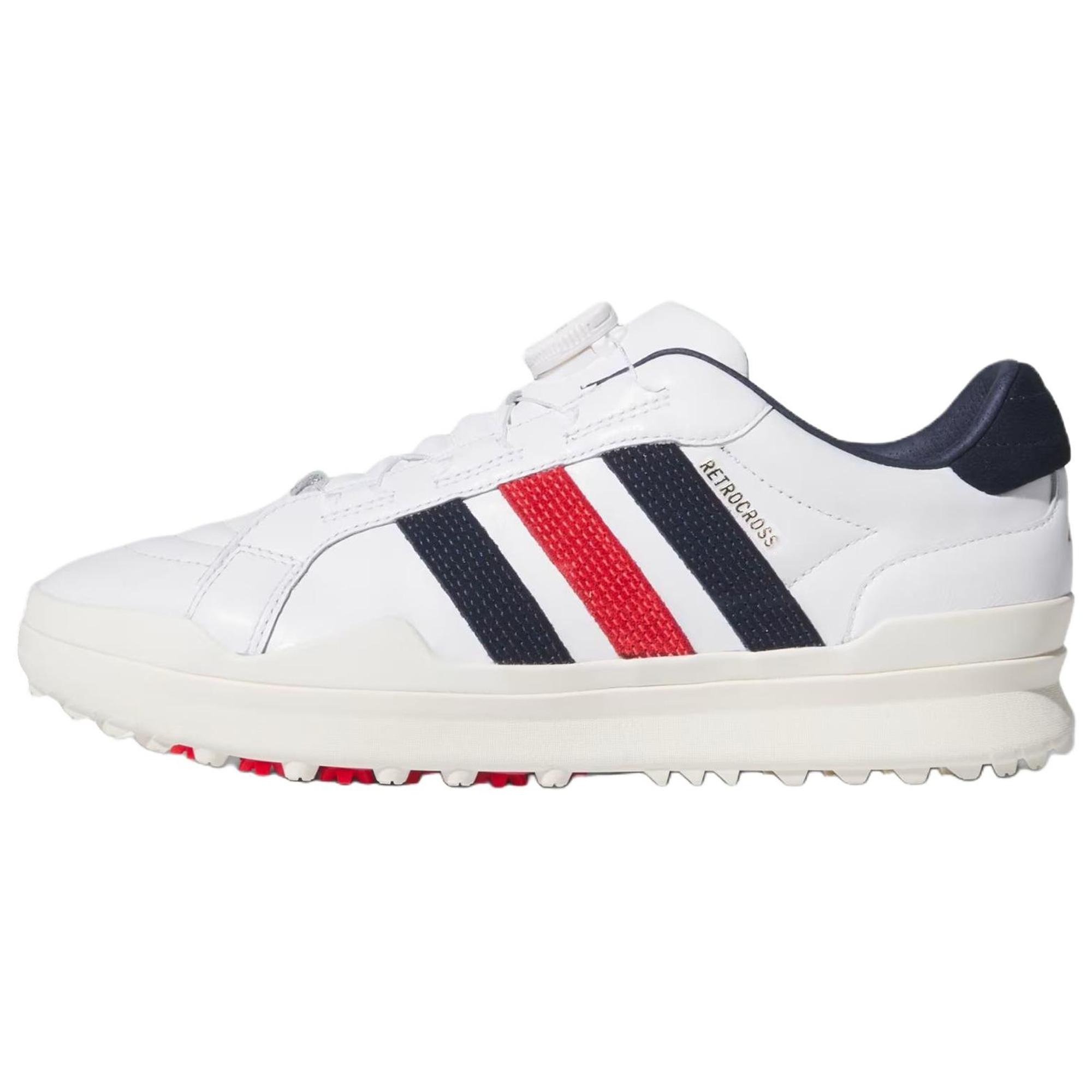 

Adidas Retrocross Gripmore Boa Spikeless Comfortable Fit Golf Shoes Men Golf Shoes White Blue Red HP3717 40