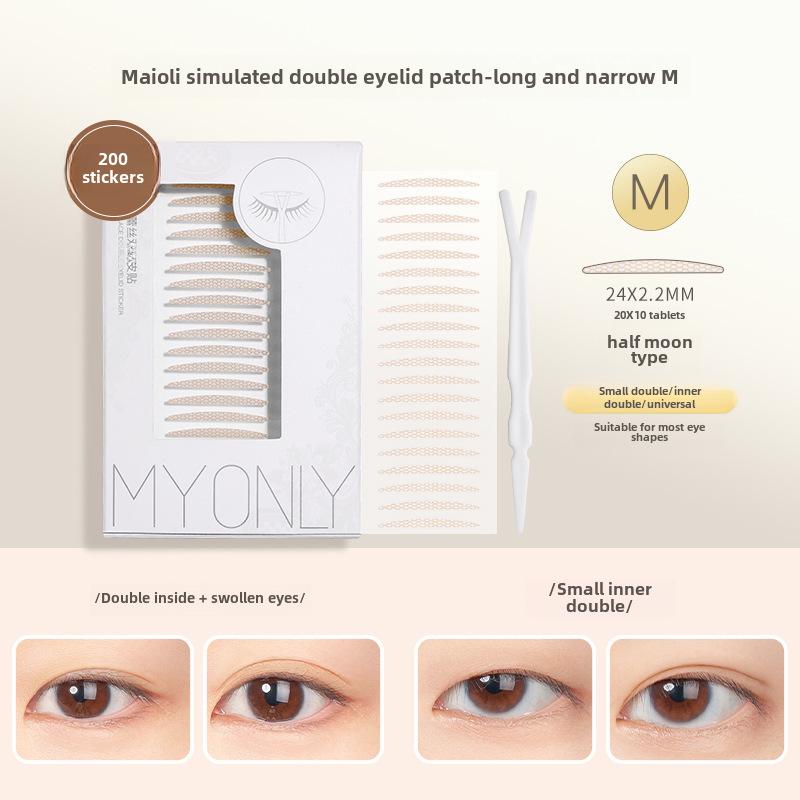 Maioli Natural Invisible Double Eyelid Stickers - Traceless, Slim Lace Design for Swollen Eyes