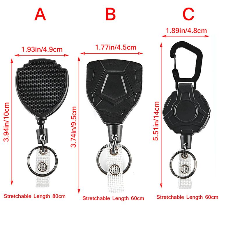 1Pc Retractable Easy-To-Pull Buckle Badge Reel Carabiner Key Chain Anti-Theft Anti-Lost Key Chain With Steel Cord
