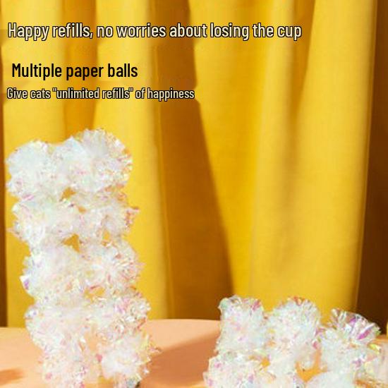 Colorful Crinkle Ball Cat Toy: Chew & Relieve Kitten Boredom with Teaser Stick