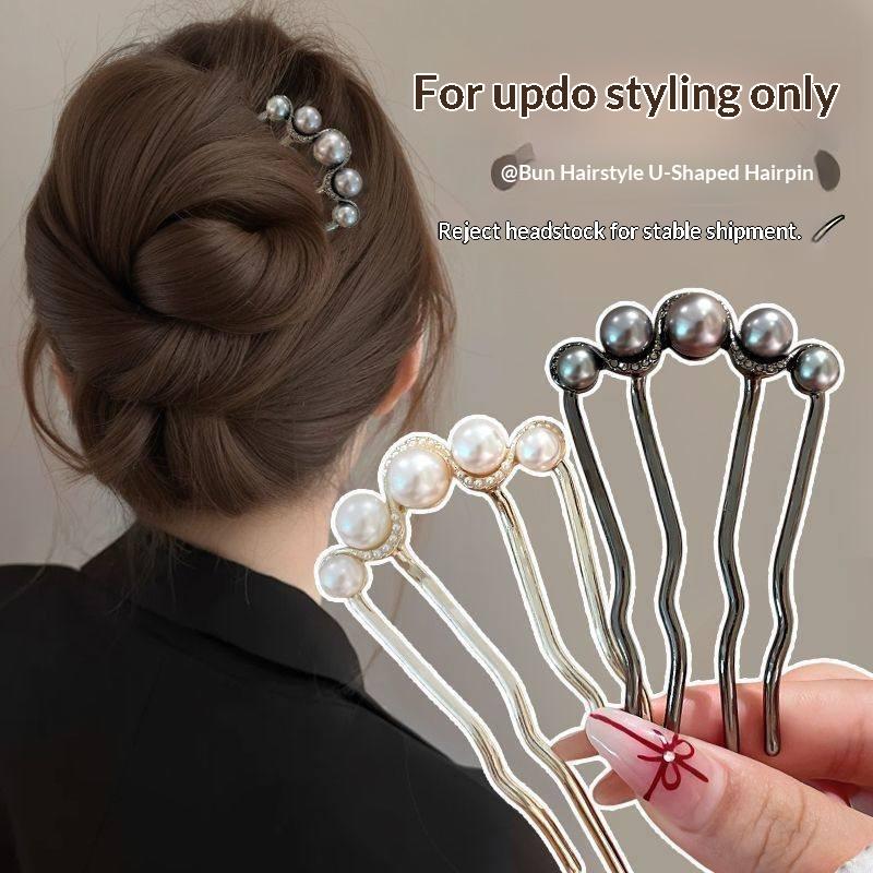 1Pcs Pearl Hair Fork Hair Clip Hairpins Metal U-Shaped Hair Sticks Combs Women Girl Hair Accessories Ornament Styling Tool