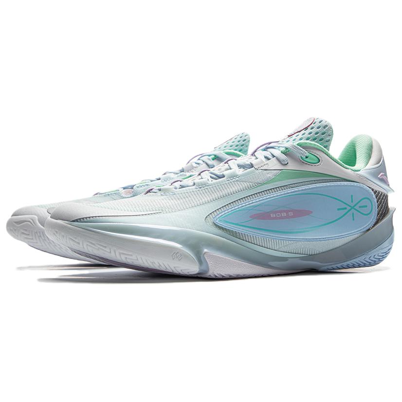 Li Ning Wade 808 5 ULTRA Wear Resistant And Lightweight Low Top Basketball Shoes Men's White Blue Green ABAV015-3