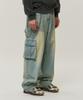 SUPERSUB Vintage Cat Wash Cargo Denim Pants - Light Blue