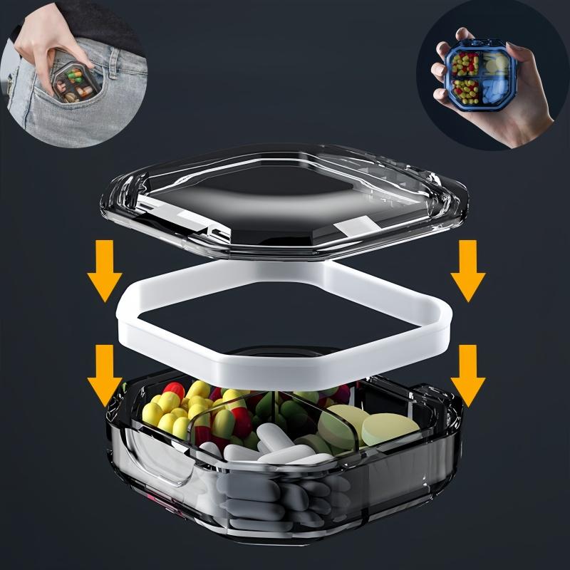 1Pc Portable 4/6 Compartment Pill Storage Container for Daily Medication Moisture-proof Sealing
