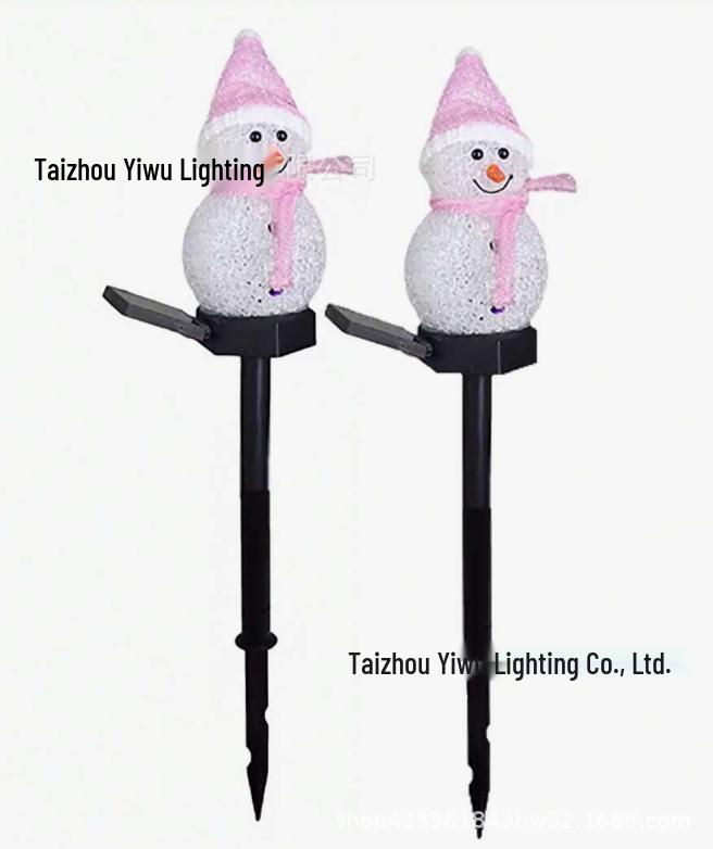 Waterproof LED Solar Christmas Lawn Lights: Santa & Snowman Decorations for Outdoor Courtyards