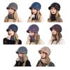2Pcs/Set Women Winter Hat Scarf Set Solid Color Elastic Thickened Ear Protection Knitting Hat
