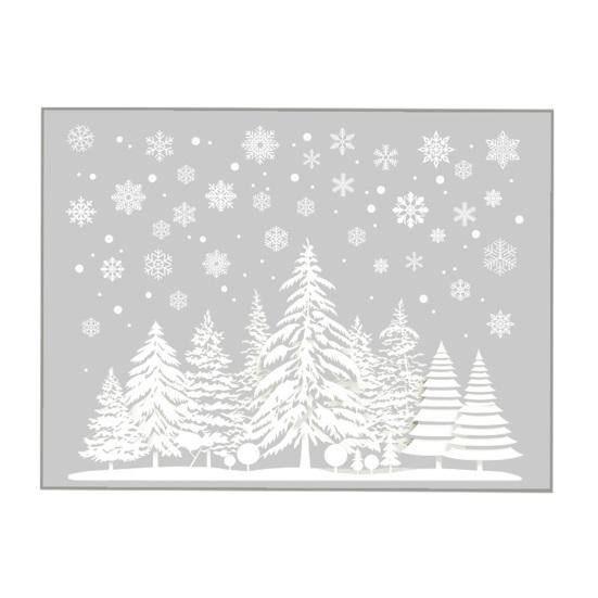 DIY Snow Scene Wall Art White Winter Forest Window Static Sticker, Waterproof PVC Holiday Home Decor Accessories Decal, Silhouette for Decorative
