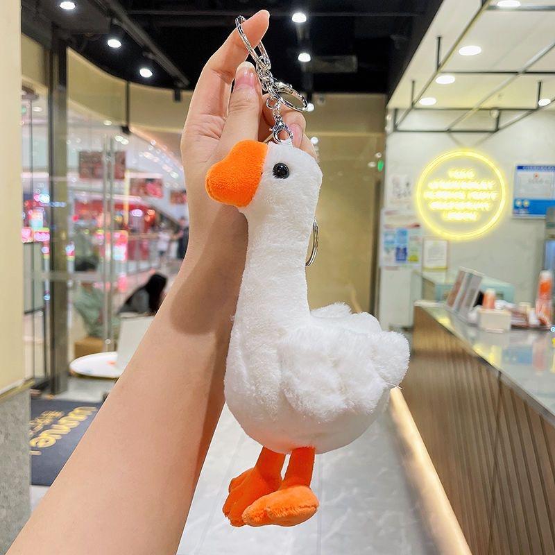 Non-Toxic Soft Plush Duck Keychain Adorable Animal Keyring Bag Purse Accessory Stuffed Cartoon Duckling Bag Charm Gift For Ladies