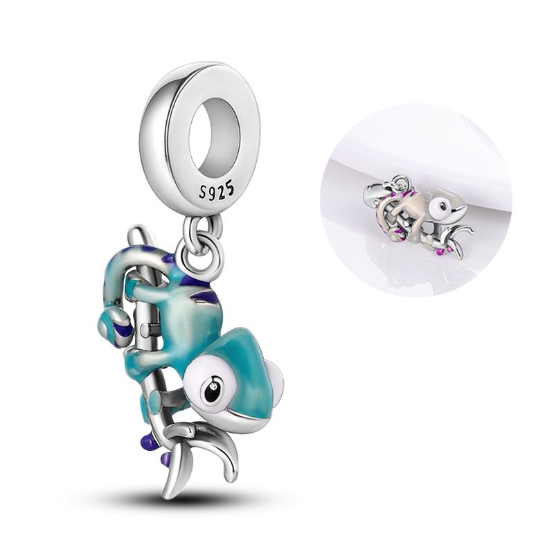 Charms Copper Chameleon & Puppy Charm Bead Fits 3Mm Original Bracelet Necklace Womens Diy Fine Jewelry Gift Making