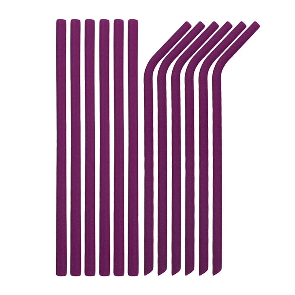 

12 шт. Портативные силиконовые трубочки для питья Экологичные Свадебные Прямые Изогнутые Пипетки Трубочки Конфетных Цветов Барная Посуда Барные Аксессуары фиолетовый