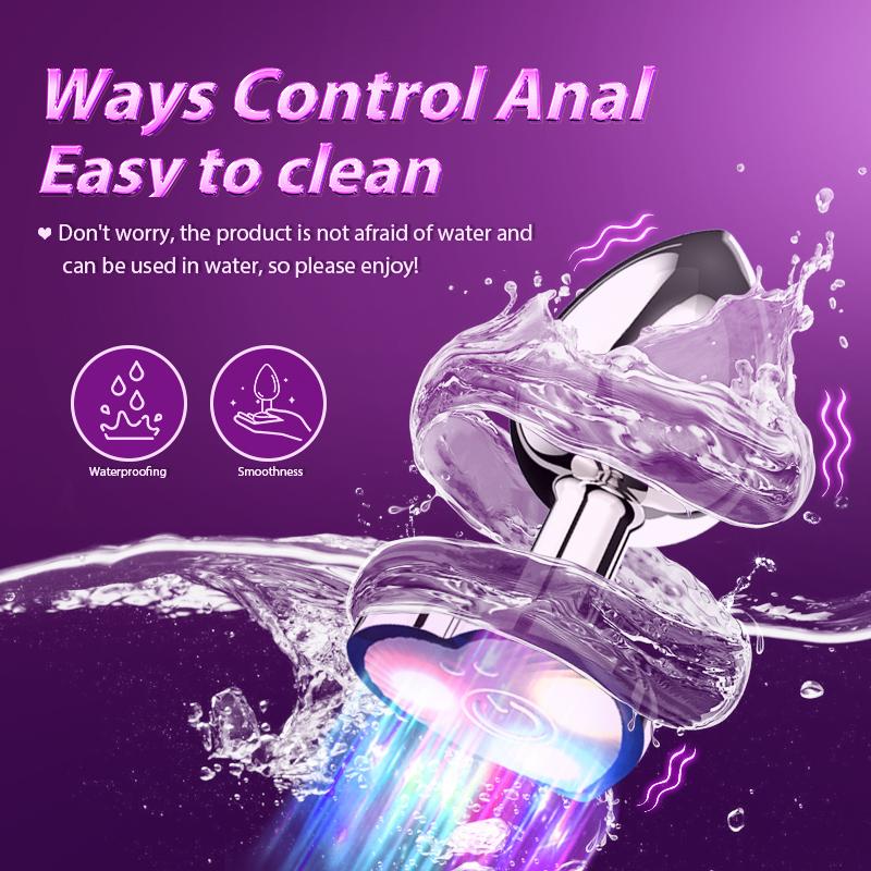 Heart-shaped Vibrating Luminous Anal Plug Butt Plug G-spot Masturbation Anal Dildo Adults Pleasure Couple Sex Toys App Control