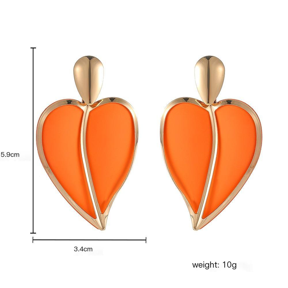 Women Earrings Colored Spray Paint Heart-shaped Water Drop Double Layer Earrings Lightweight Jewelry Accessories