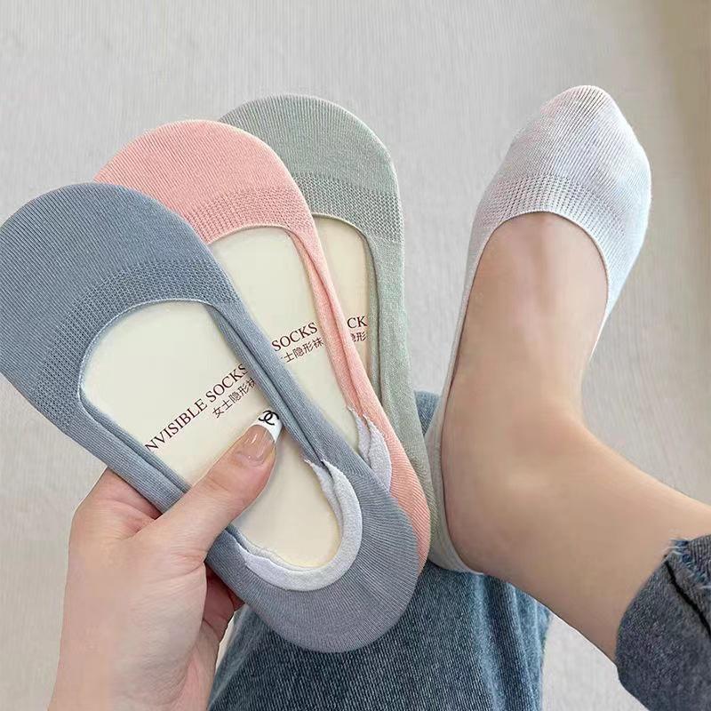 Women Invisible Boat Socks Spring Summer Solid Color Wild Shallow Mouth Slipper Cotton Sock