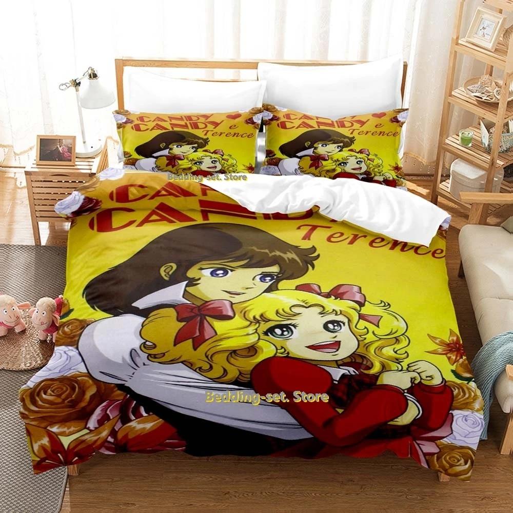 Candy Candy 3D Kawaii Anime Beddengoed Set Enkel Twin Volledig Queen King Size Dekbedovertrek Sets voor Volwassen Kind Slaapkamer