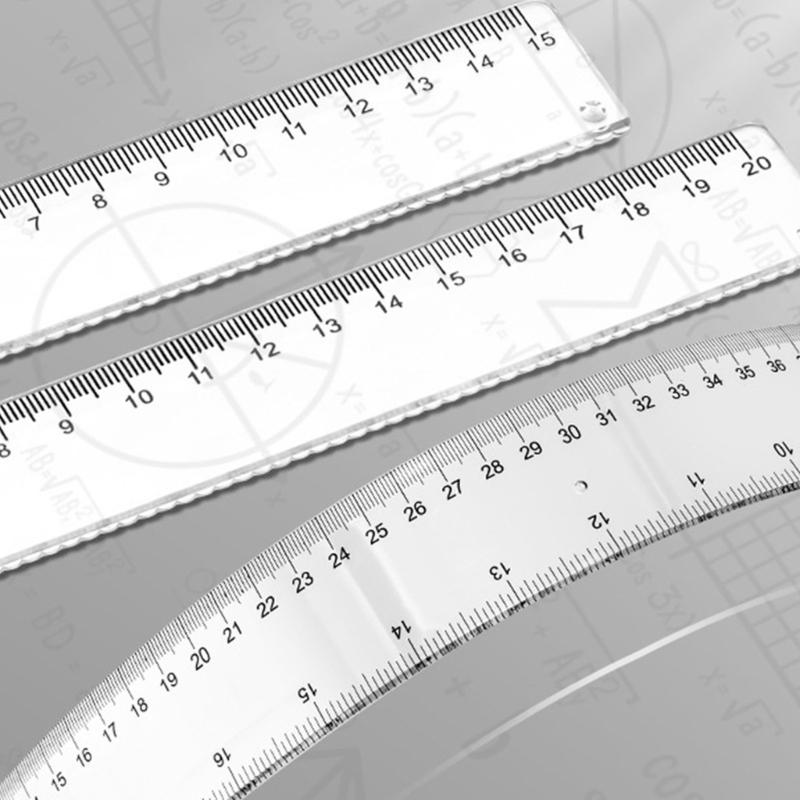 3Piece Set Transparent Rulers Friendly Material Multi Purpose Drawing Tool For Art Design Architecture