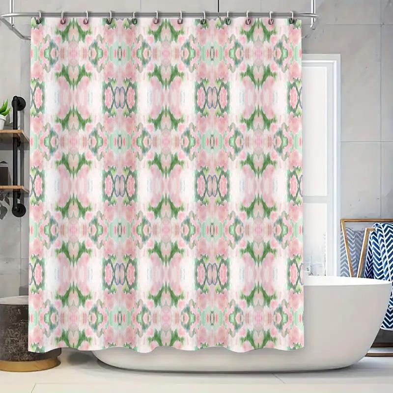 

Colorful Bath Shower Curtain With Flower Print Waterproof Home Decor For Bathroom, Kids Room Or Spa Pink Green Blue White Koleid W60H190(CM)-1 Pcs