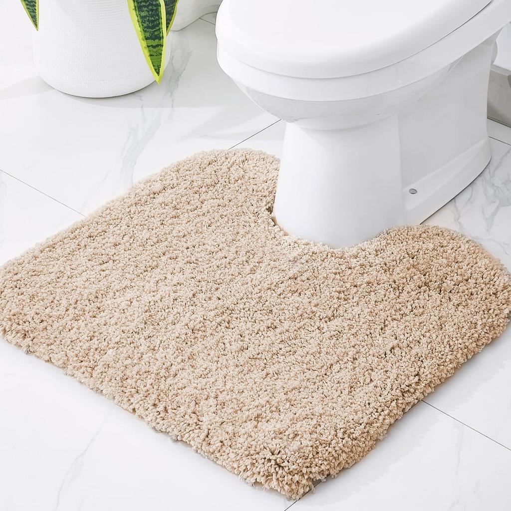 Alfombrilla de suelo para baño engrosada en forma de U, material de felpa, alfombrilla absorbente para bañera, alfombrilla antideslizante para pies, alfombra pequeña de baño, entrada