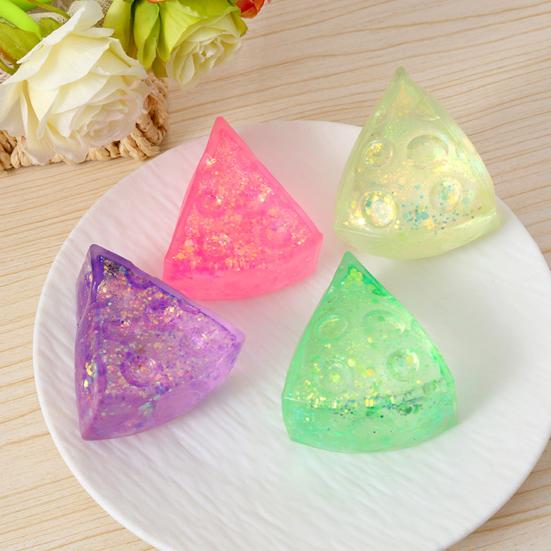 Käse Zuckerball Quetschspielzeug Stressabbau Transparent Glitzer Käse Fidget Spielzeug Handentspannung Dreieck Käse Weicher Stress