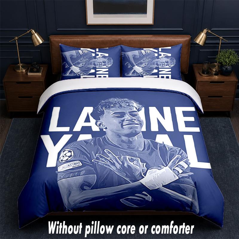 Lamine Yamal Design Bed Bedding Set 1 Duvet Cover + 2 Pillowcases Soft Breathable Household Bed Linens