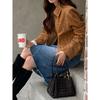 Women S Short Faux Suede Zip Up Stand Collar Jacket Casual Outerwear