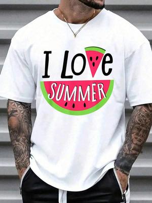Camiseta Unisex Me Encanta el Verano Sandía Moda de Verano Camiseta de Manga Corta
