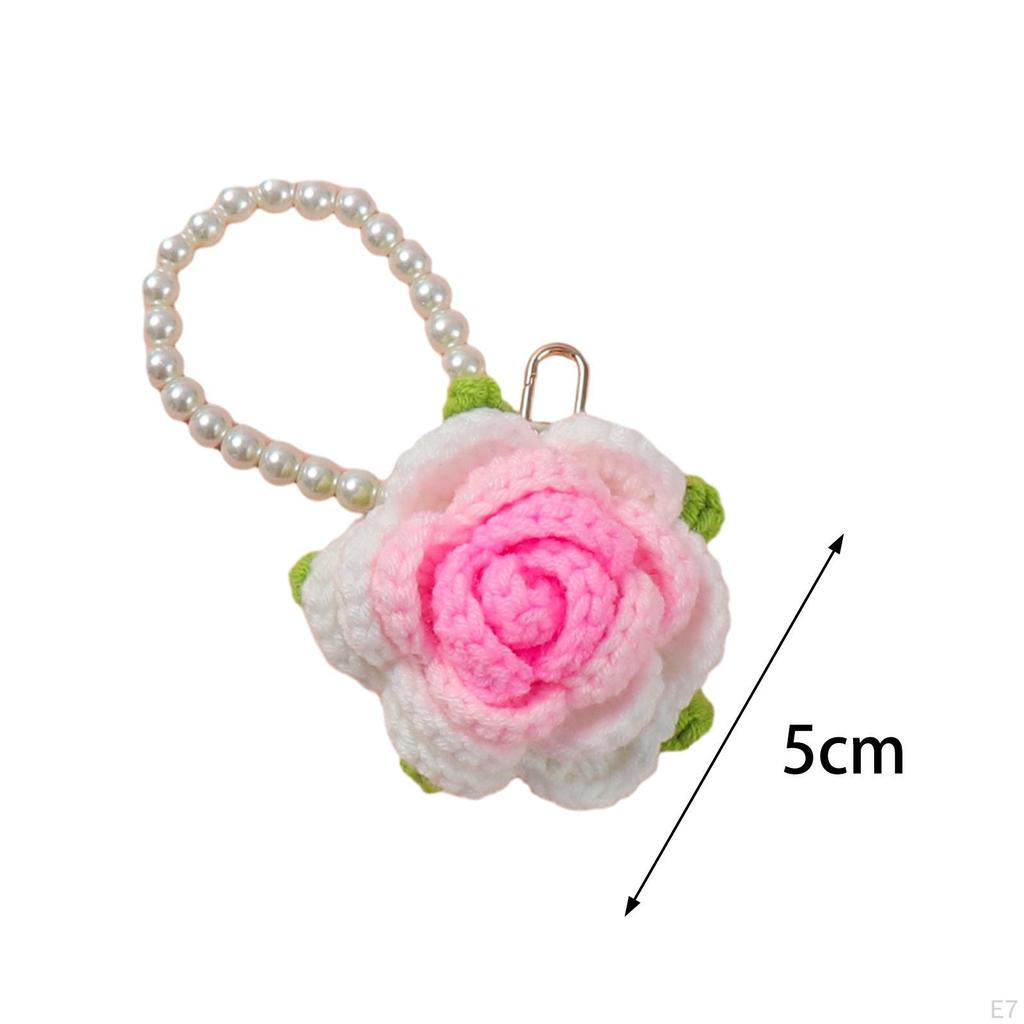 Rose Key Chain Bag Keyring Gift Stylish Accessories Charm Handwoven Pendant Keychain for