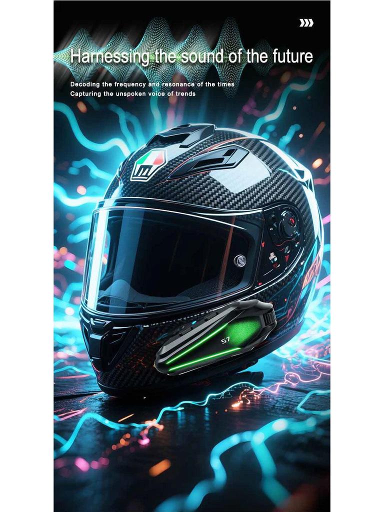 S7 Bluetooth Helmet Headset: High-Quality Sound, Waterproof, Freeze-Proof, Noise-Cancelling, Ideal for Team Riding.