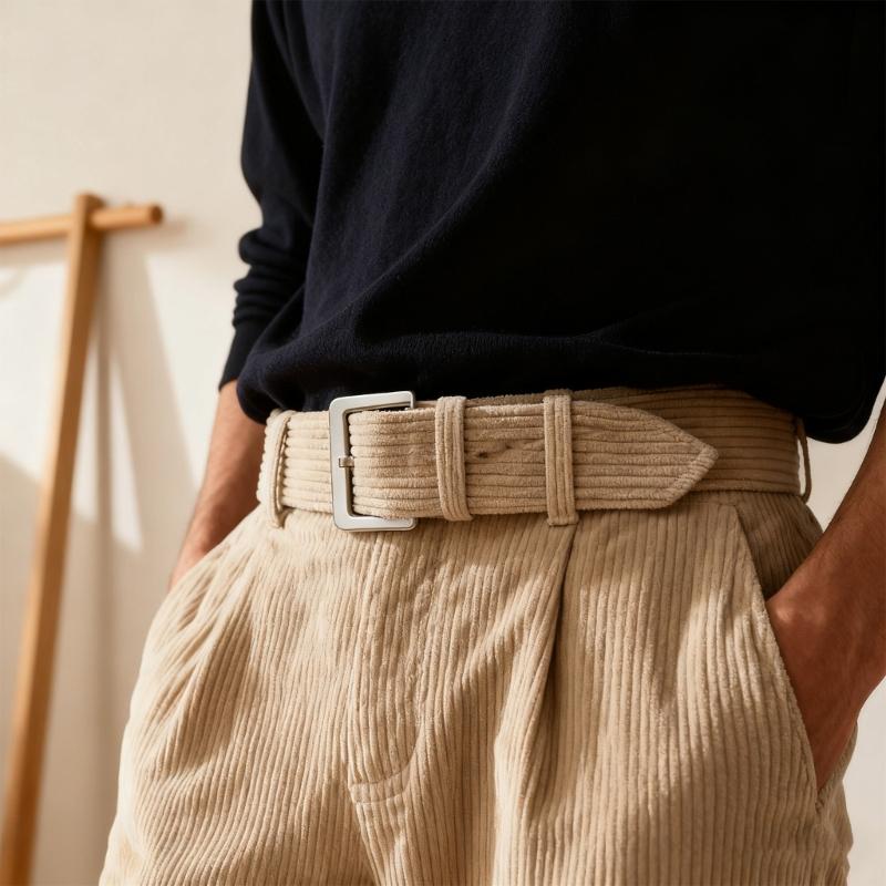 Corduroy Belt For Men And Women Soft Adjustable Waist Strap Simple Style Comfortable Practical Everyday Wear