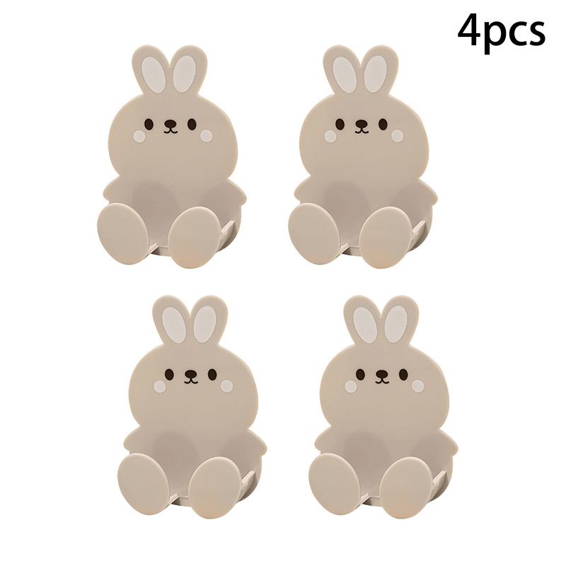 Cute Rabbit Wall Hooks Set - Self-Adhesive Organizer Clips For Cables, Scissors & Small Items