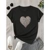 T-shirt a maniche corte da donna con stampa a cuore Perfetta per l'abbigliamento casual Top estivi a maniche corte