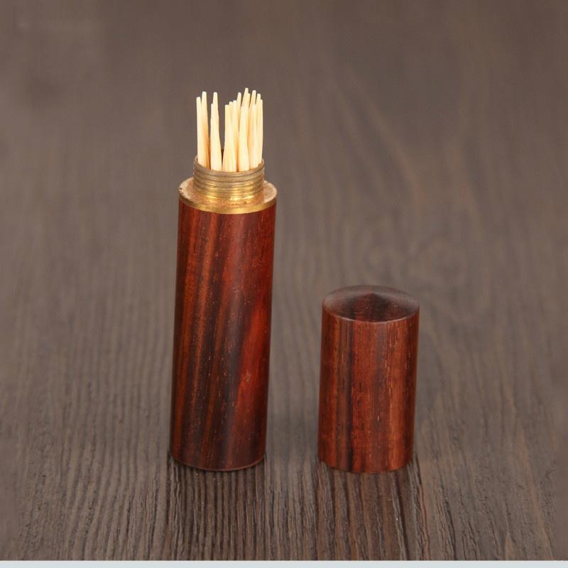 1ks Přenosný držák na párátka Dřevěná kreativní krabička na párátka Držák na párátka