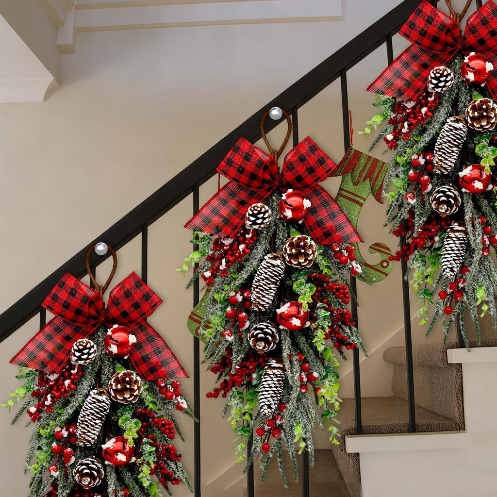 2Stk 60cm Simulierter Wandbehang Weihnachtsbaum Überkopf Weinrebe Grüne Pflanze Feiertagsdekoration