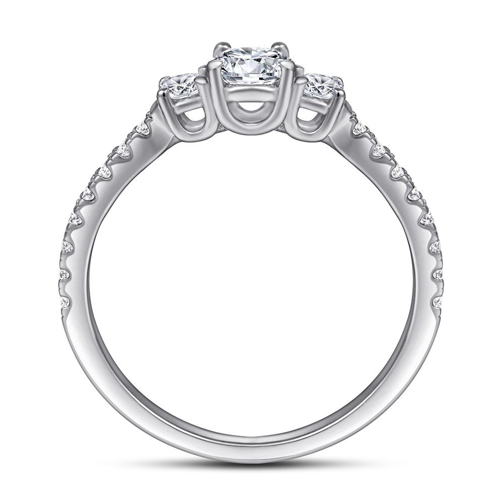 Lindon Classic 925 Sterling Silver Zircon Ring Ladies Jewelry Wedding Promise Party Gift
